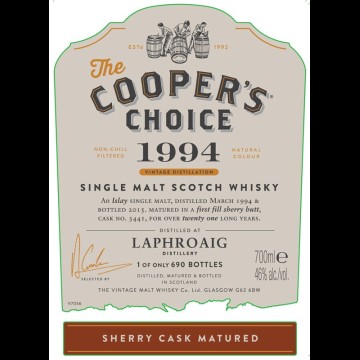 The Cooper's Choice 1994 Laphroaig Sherry Cask Matured